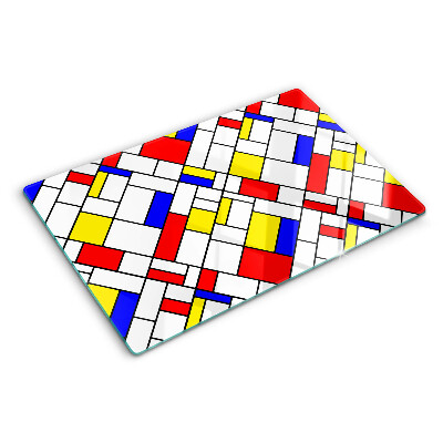 Edzett üveg vágódeszka Geometria Mondrian stílusban
