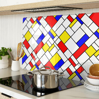 Edzett üveg vágódeszka Geometria Mondrian stílusban