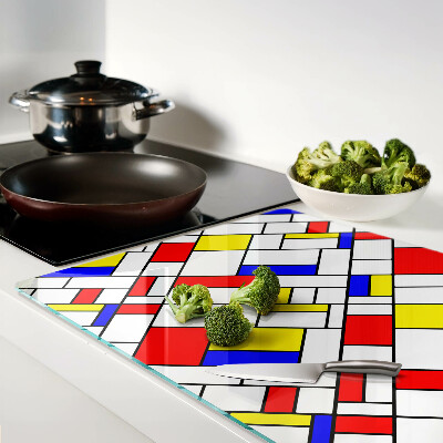 Edzett üveg vágódeszka Geometria Mondrian stílusban