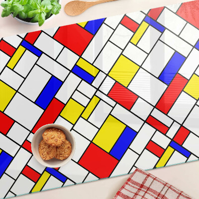 Edzett üveg vágódeszka Geometria Mondrian stílusban