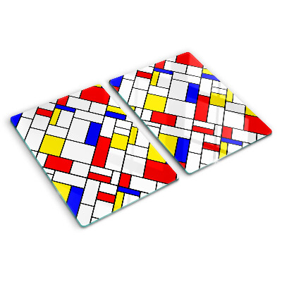 Edzett üveg vágódeszka Geometria Mondrian stílusban