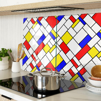 Edzett üveg vágódeszka Geometria Mondrian stílusban