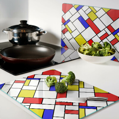 Edzett üveg vágódeszka Geometria Mondrian stílusban