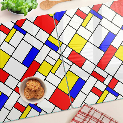 Edzett üveg vágódeszka Geometria Mondrian stílusban