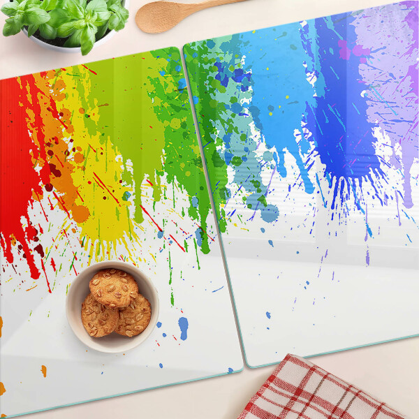 Üveg vágódeszka Színes festékfoltok