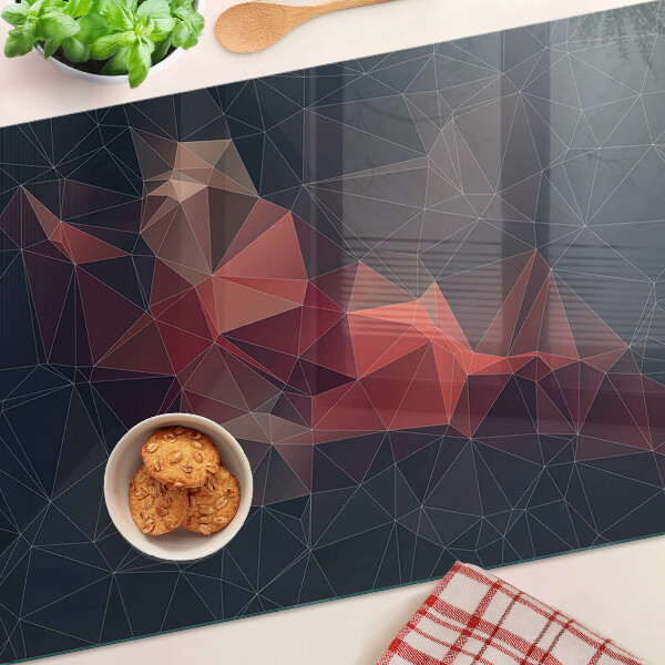 Üveg vágódeszka fényképpel Absztrakt geometria vörös árnyalatokban