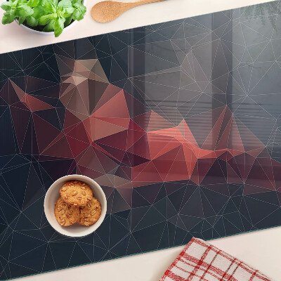 Üveg vágódeszka fényképpel Absztrakt geometria vörös árnyalatokban