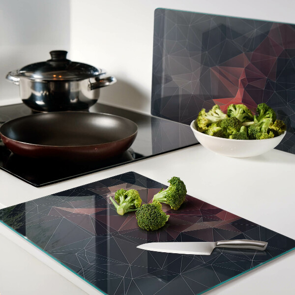 Üveg vágódeszka fényképpel Absztrakt geometria vörös árnyalatokban