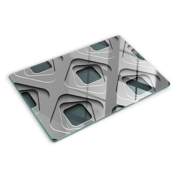 Üveg vágódeszka fényképpel Geometriai minták szürke árnyalatokban