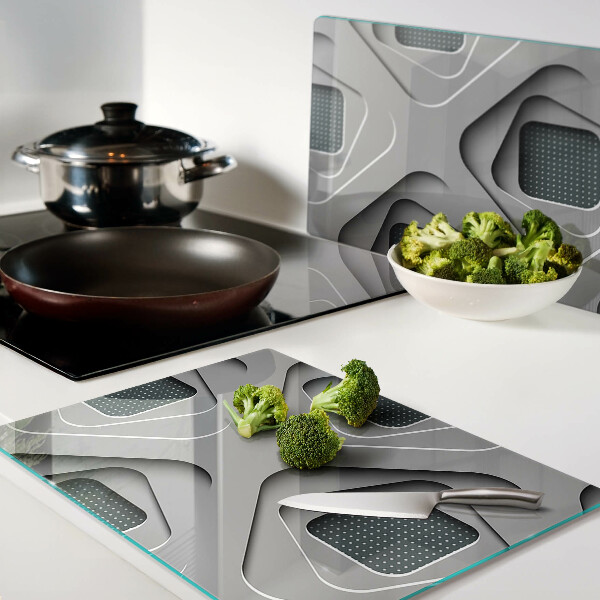 Üveg vágódeszka fényképpel Geometriai minták szürke árnyalatokban
