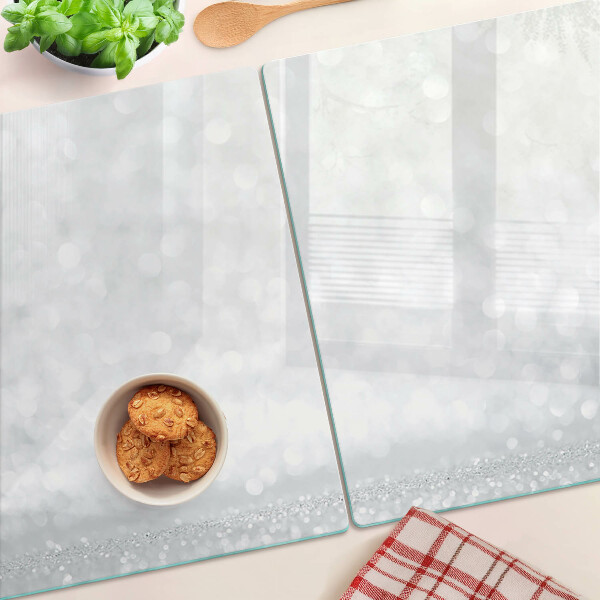 Üveg vágódeszka fényképpel Csillogó bokeh fényhatással