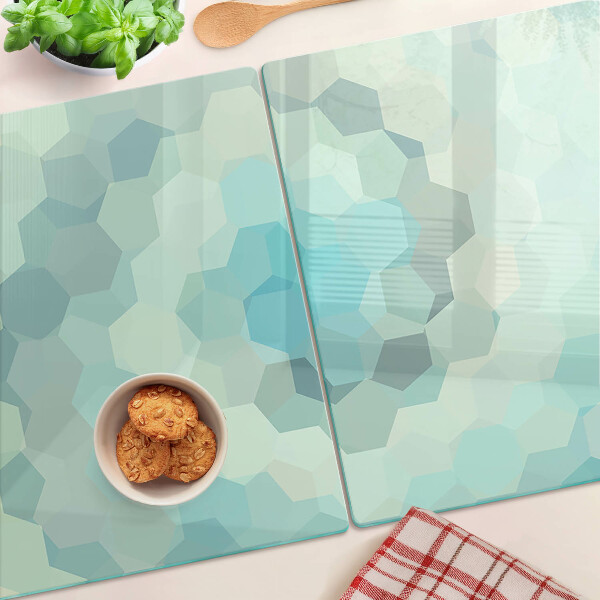 Üveg vágódeszka fényképpel Geometriai alakzatok kék árnyalatokban