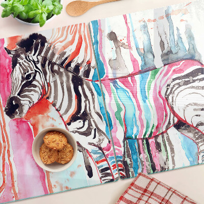 Üveg vágódeszka Zebra színes csíkokban
