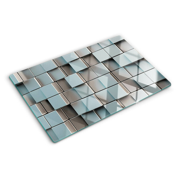 Üveg vágódeszka fényképpel Geometrikus csempék kék árnyalatokban