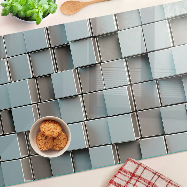 Üveg vágódeszka fényképpel Geometrikus csempék kék árnyalatokban