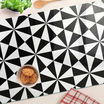 Üveg vágódeszka fényképpel Geometriai háromszögek fekete-fehérben