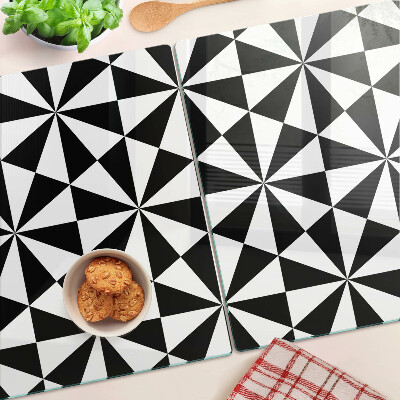 Üveg vágódeszka fényképpel Geometriai háromszögek fekete-fehérben