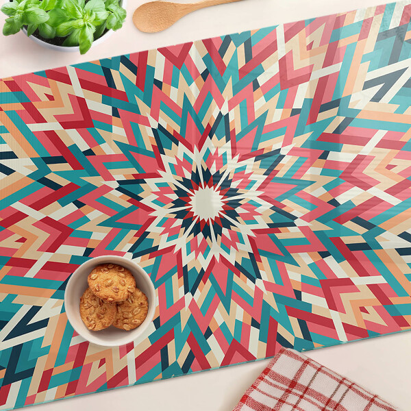 Üveg vágódeszka fényképpel Többszínű mandala