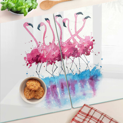 Üveg vágódeszka Flamingók akvarell stílusban