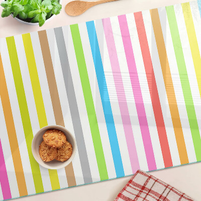 Üveg vágódeszka fényképpel Szivárványszínű csíkok