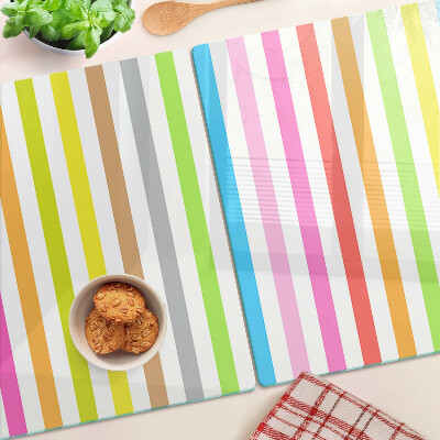 Üveg vágódeszka fényképpel Szivárványszínű csíkok