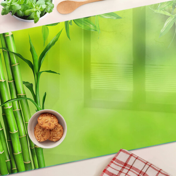 Üveg vágódeszka Bambusz zöld háttérrel