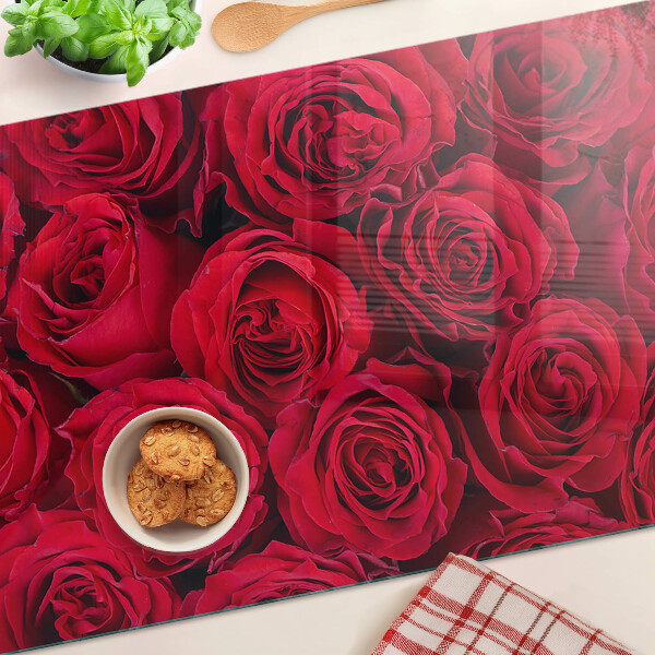 Üveg vágódeszka Vörös rózsák