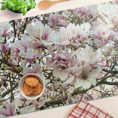 Üveg vágódeszka fényképpel Magnólia virágok