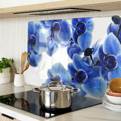 Üveg vágódeszka Kék orchideák
