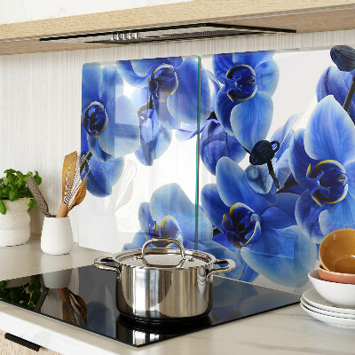 Üveg vágódeszka Kék orchideák