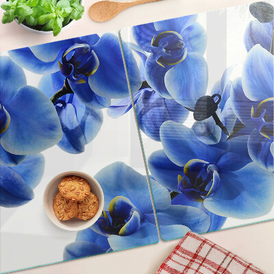 Üveg vágódeszka Kék orchideák