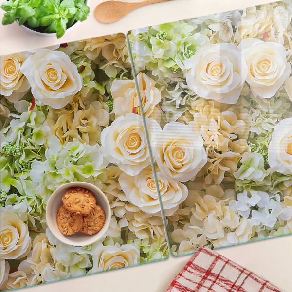 Üveg vágódeszka fényképpel Pasztell árnyalatú virágok