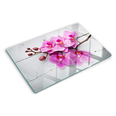 Üveg vágódeszka Orchideák fehér alapon