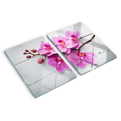 Üveg vágódeszka Orchideák fehér alapon