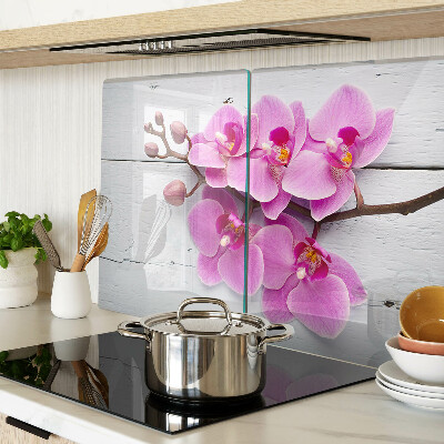 Üveg vágódeszka Orchideák fehér alapon
