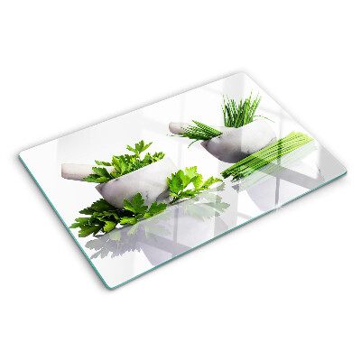 Üveg vágódeszka Cserépben lévő gyógynövények