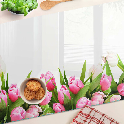 Edzett üveg vágódeszka Pasztell színű tulipánok