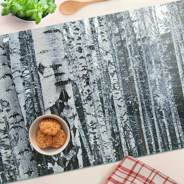 Edzett üveg vágódeszka Nyírerdő téli tájban
