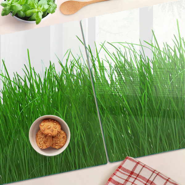 Üveg vágódeszka fényképpel Fű a napon