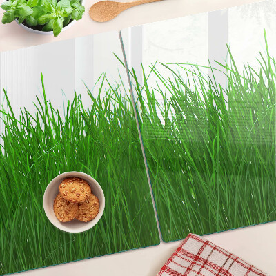 Üveg vágódeszka fényképpel Fű a napon
