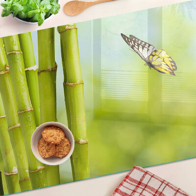 Üveg vágódeszka Bambusz és pillangó design