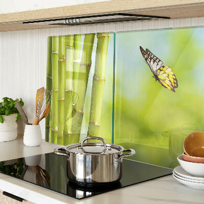 Üveg vágódeszka Bambusz és pillangó design