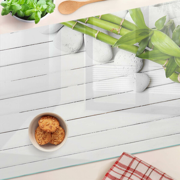 Üveg vágódeszka Bambusz és kövek fa alapon