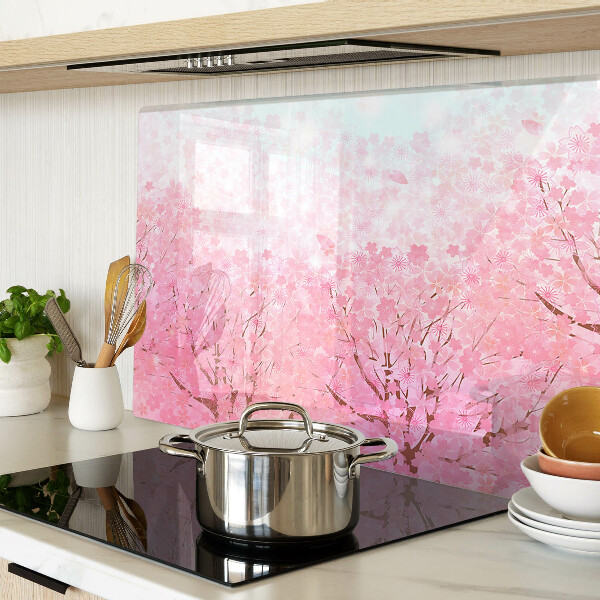 Edzett üveg vágódeszka Sakura virágmotívumok