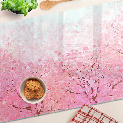 Edzett üveg vágódeszka Sakura virágmotívumok