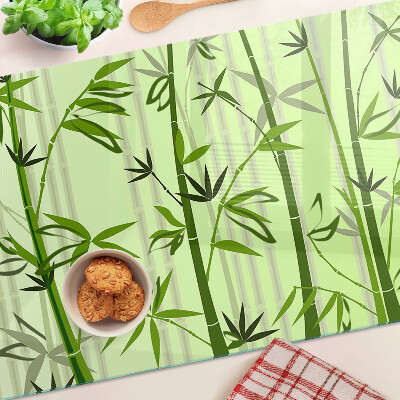 Üveg vágódeszka fényképpel Bambusz zöld háttérrel