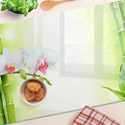 Edzett üveg vágódeszka Orchideák és bambusz