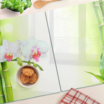 Edzett üveg vágódeszka Orchideák és bambusz