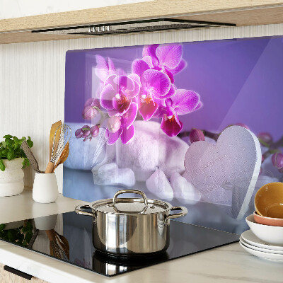 Üveg vágódeszka Orchideák köveken