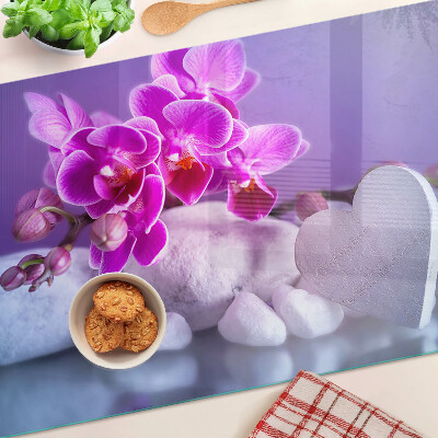 Üveg vágódeszka Orchideák köveken